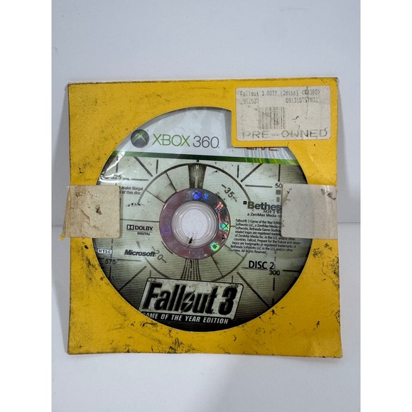 Bethesda Other - Bethesda Fallout 3 GOTY Xbox 360 OS Silver Good Disc 2 Only NTSC M Rating